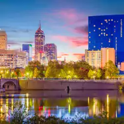 Street lights in downtown indianapolis indiana